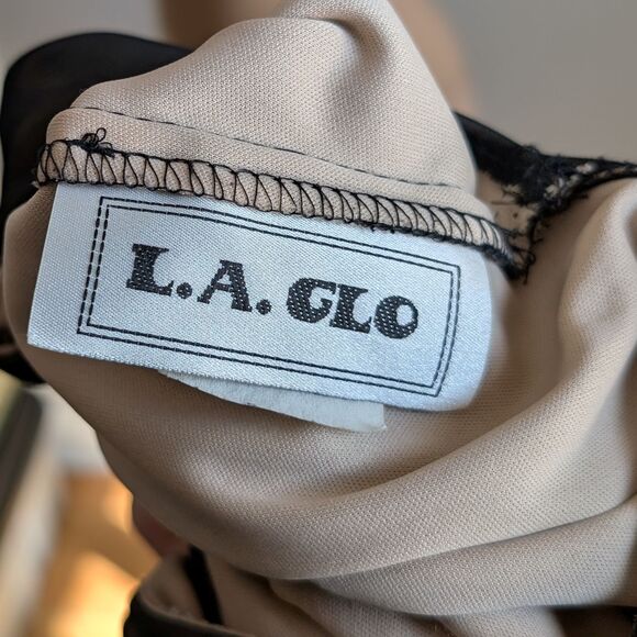 Vintage 90s LA Glo Prom Gown Black Glitter Semi Sheer Whimsygoth Dress Size M - Picture 8 of 15